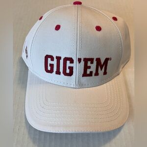 New, White/ Pink Texas A&M Aggies “GIG 'EM" embroidered cap, T-Mobile promo